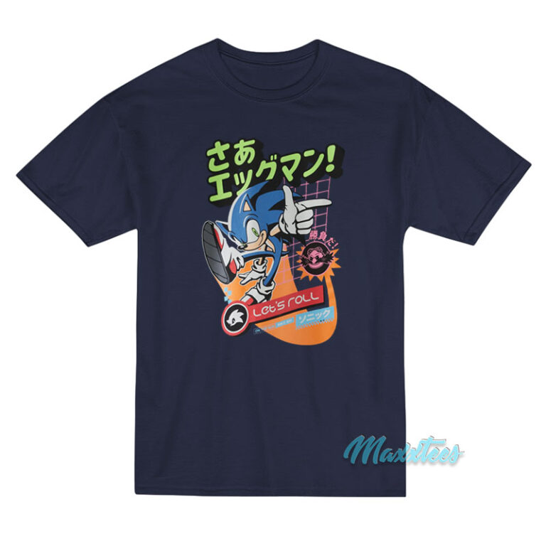 Sonic The Hedgehog With Kanji Let's Roll T-Shirt - Maxxtees.com