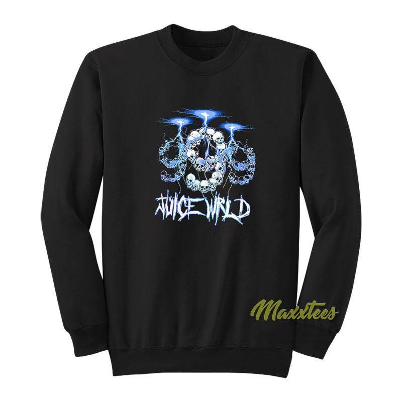 Juice Wrld 999 Club Lightning Skull Sweatshirt - Maxxtees.com